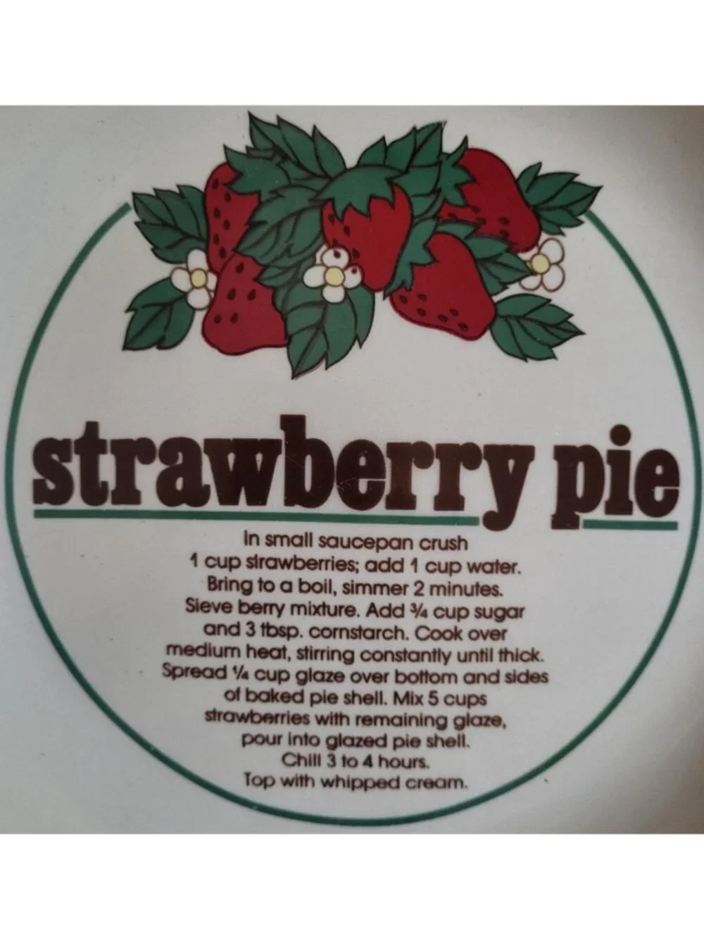 Vtg Mount Clemens Pottery Strawberry Pie Recipe 10